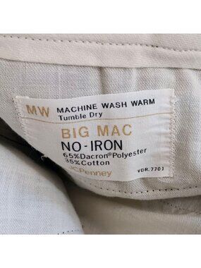 True Vintage Work Pants 40x28 Big Mac Green Mechanic 70s Olive Green Scovill Zip